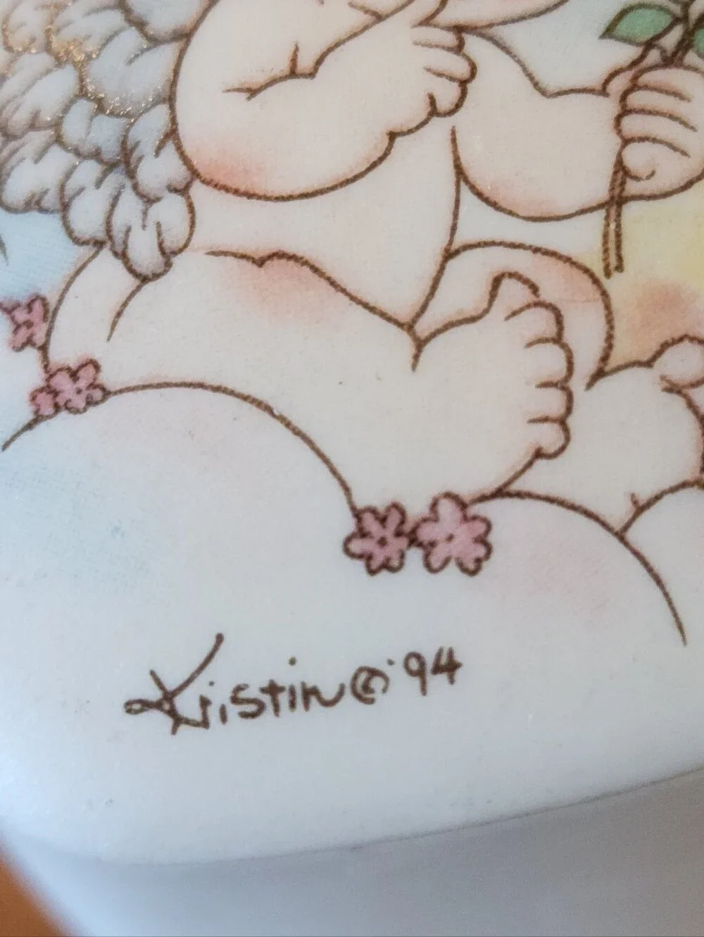 Vtg 1994 Trinket Box Dreamsicles Heart Shape Angel Cherub Floral 2.75